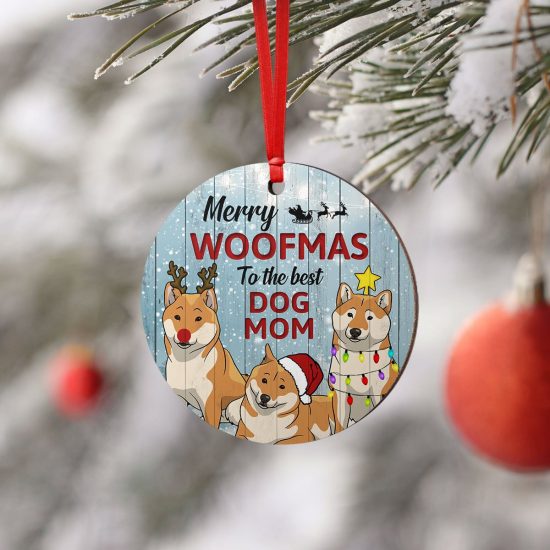 Merry Woofmas Shiba Inu Round Ornament