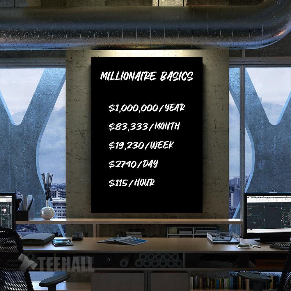 Millionaire Basics Motivational Canvas Prints Wall Art Decor