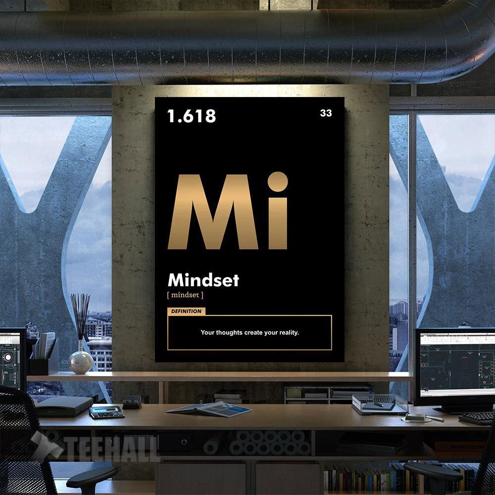 Mindset Element Gold Motivational Canvas Prints Wall Art Decor