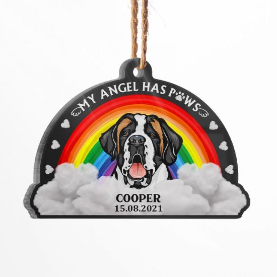 My Angel Has Paws - Dog Memorial Gift - Personalized Custom Circle Acrylic Ornament