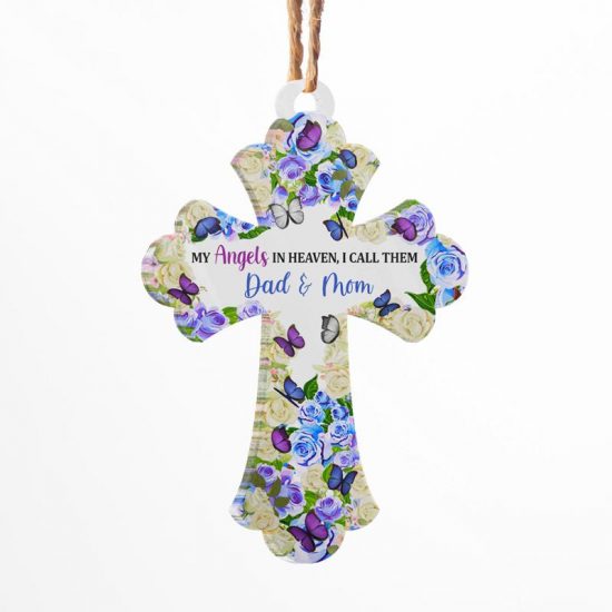 My Angel In Heaven - Memorial Gift - Personalized Custom Cross Acrylic Ornament