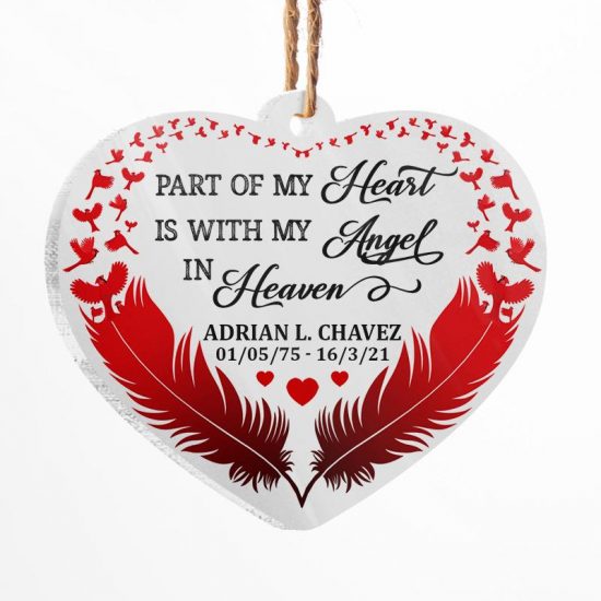 My Angel In Heaven - Memorial Gift - Personalized Custom Heart Acrylic Ornament