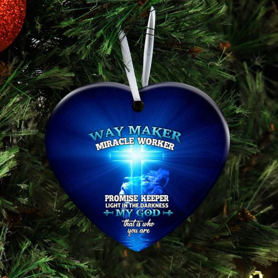 My God Way Maker Miracle Worker Ceramic Ornament 2