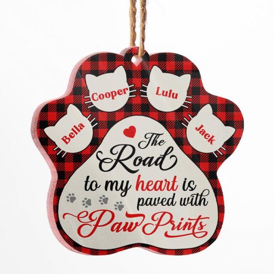 My Heart Is Paved With Paw Prints - Cat Memorial Gift - Personalized Custom Paw Acrylic Ornament