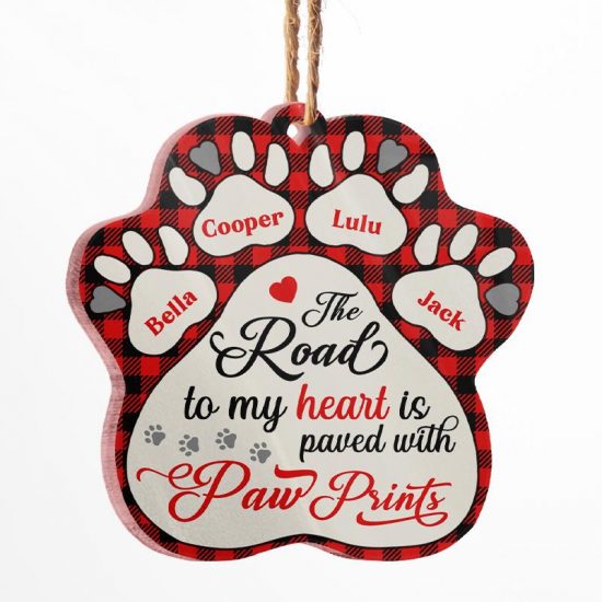 My Heart Is Paved With Paw Prints - Dog Memorial Gift - Personalized Custom Paw Acrylic Ornament