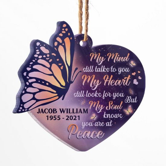 My Soul Knows You Are At Peace - Memorial Gift - Personalized Custom Heart Acrylic Ornament