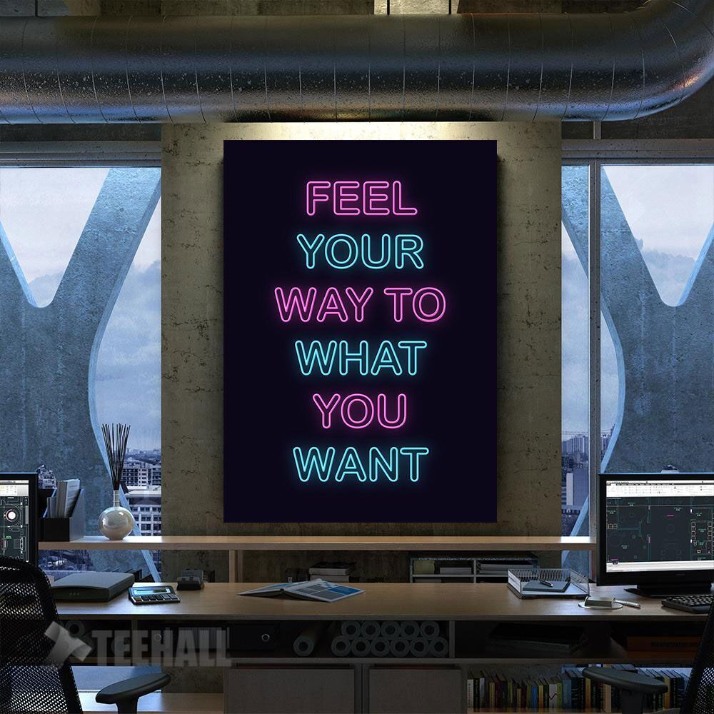 Neon Motivation Quote Canvas Prints Wall Art Decor