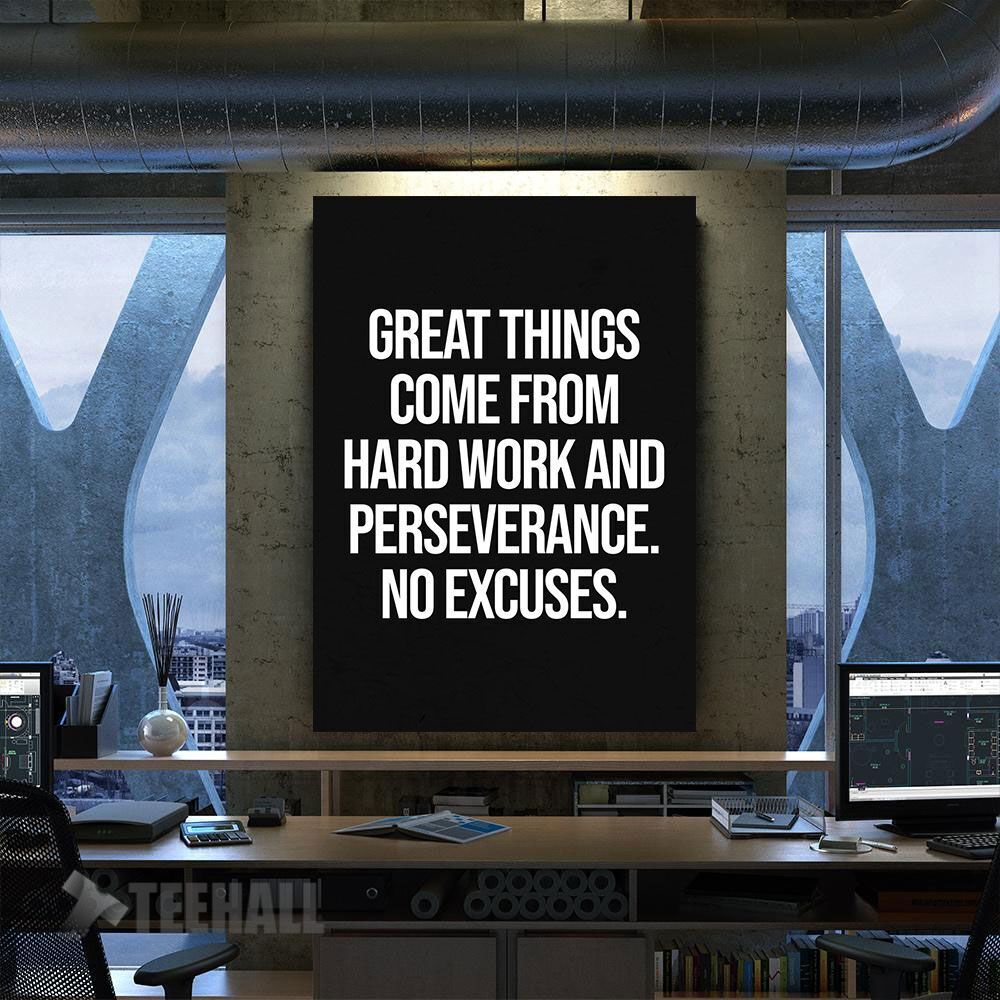 No Excuses Motivational Canvas Prints Wall Art Decor