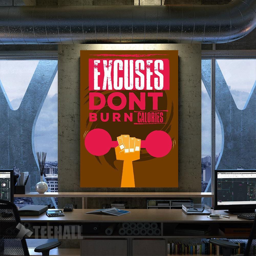 No Excuses Motivational Canvas Prints Wall Art Decor