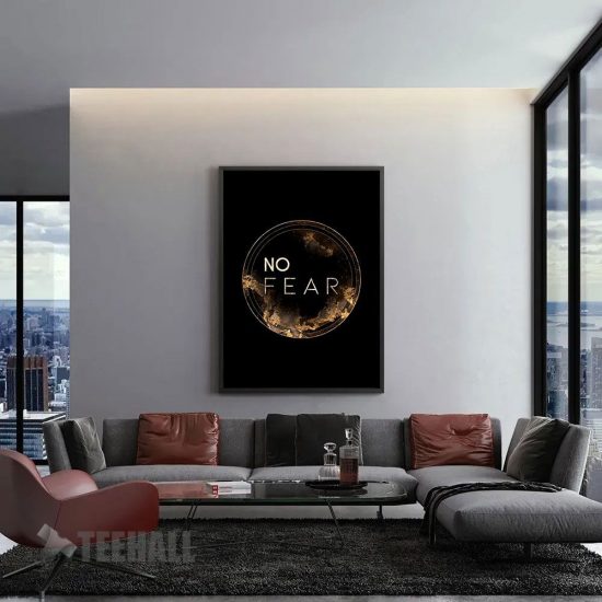 No Fear Gold Motivational Canvas Prints Wall Art Decor 1