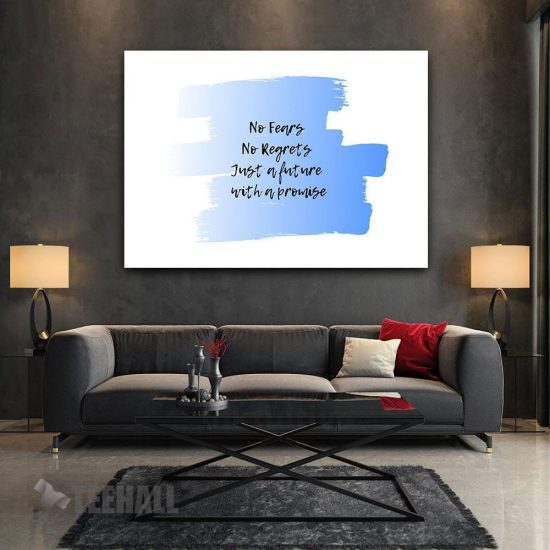No Fears No Regrets Motivational Canvas Prints Wall Art Decor