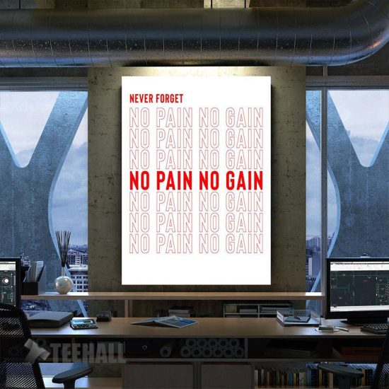 No Pain No Gain Motivational Canvas Prints Wall Art Decor