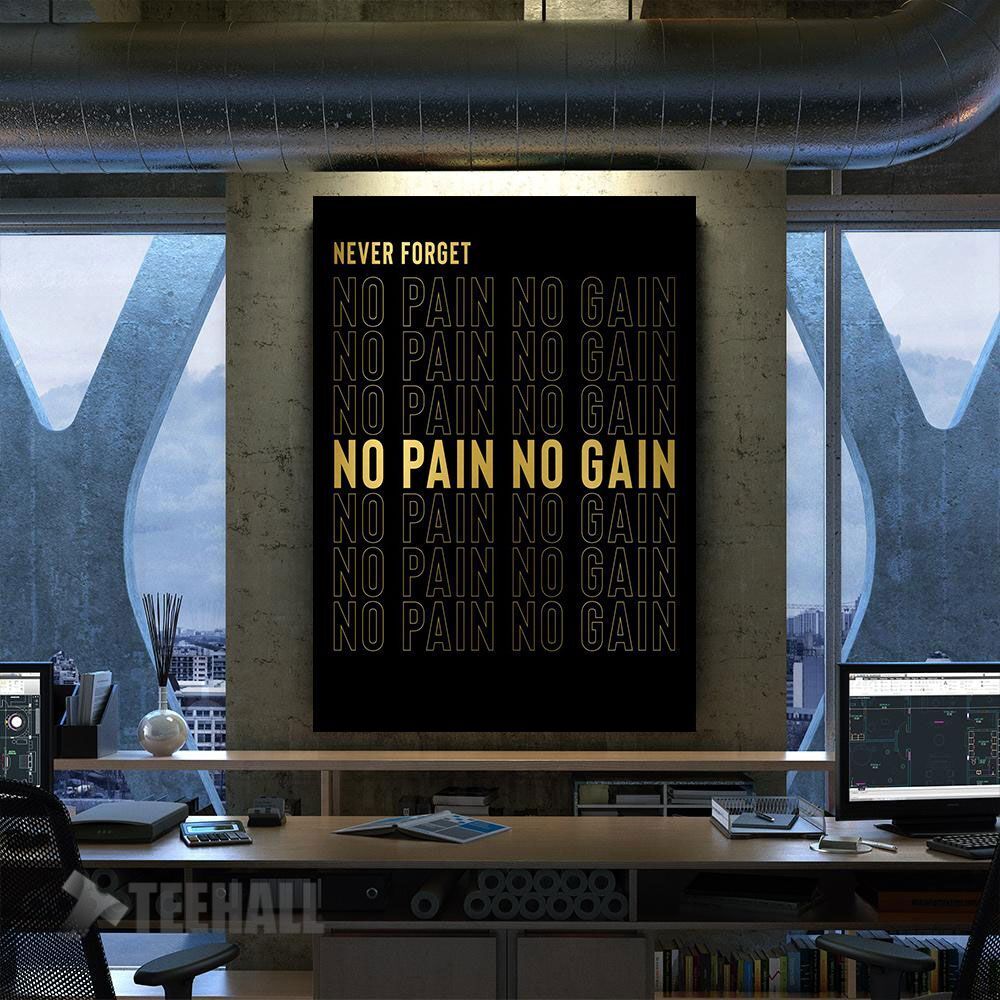 No Pain No Gain Motivational Canvas Prints Wall Art Decor