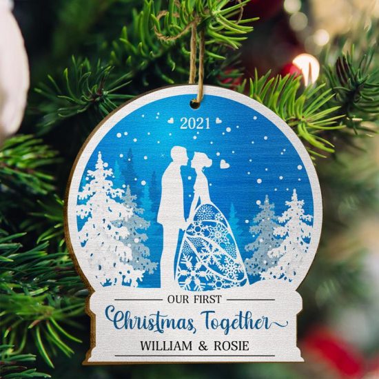 Our First Christmas Together Couple Christmas Gift Personalized Custom Wooden Ornament 2
