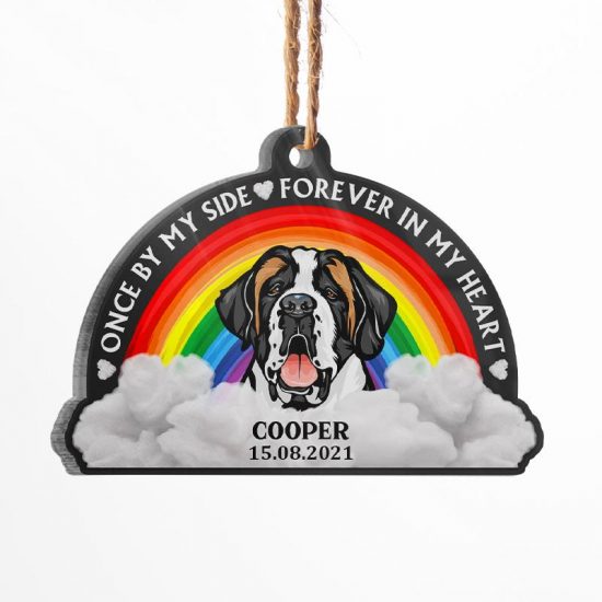 Pawprints Forever In My Heart - Dog Memorial Gift - Personalized Custom Circle Acrylic Ornament
