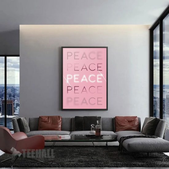 Peace Motivational In Pink Canvas Prints Wall Art Decor 1