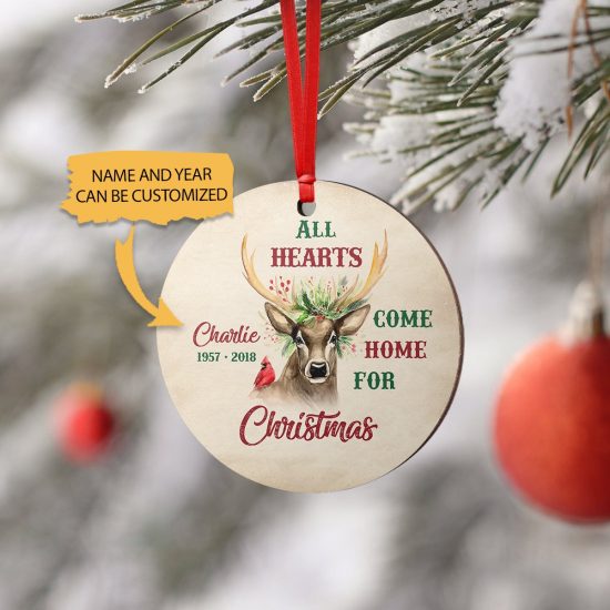 Personalized All Hearts Come Home Deer Ornament 3
