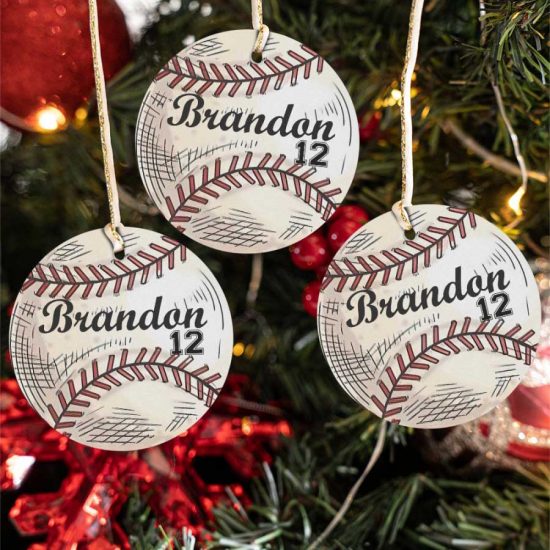 Personalized Baseball Classic Style Custom Name Number Ceramic Ornament 1
