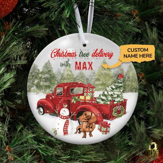 Personalized Christmas Tree Delivery Dachshund Ornament