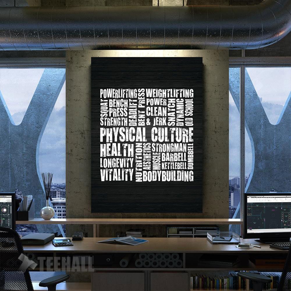 Physical Culture Word Map Motivational Canvas Prints Wall Art Decor