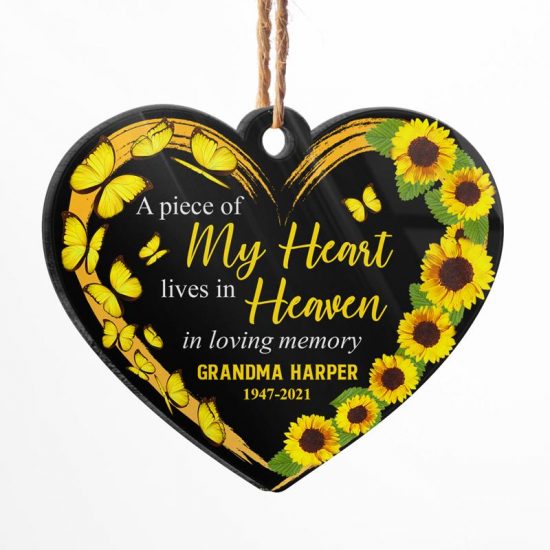 Piece Of My Heart In Heaven - Family Memorial Gift - Personalized Custom Heart Acrylic Ornament