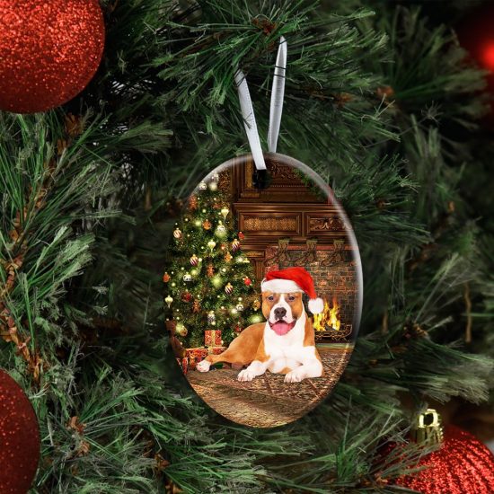 Pitbull Christmas Ceramic Ornament 3