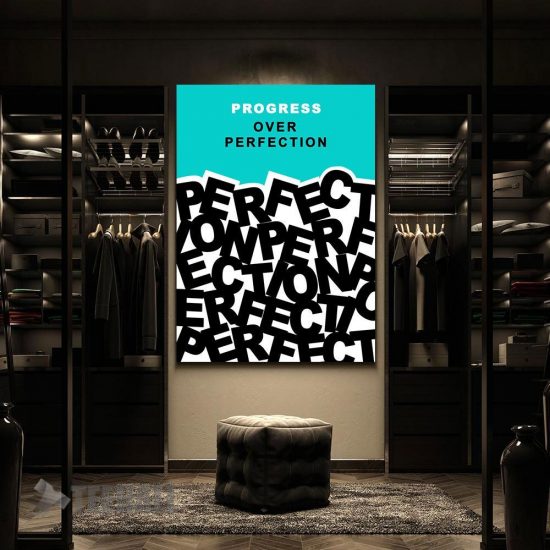 Progress Over Perfection Motivational Canvas Prints Wall Art Decor 2