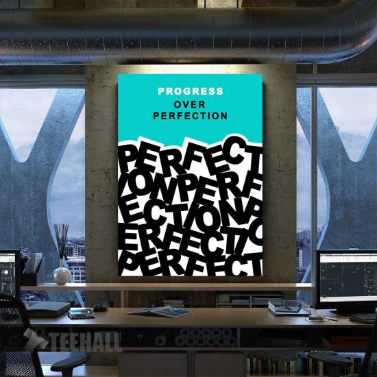 Progress Over Perfection Motivational Canvas Prints Wall Art Decor