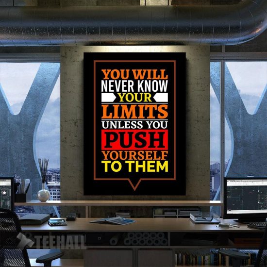 Push Yourself Motivational Canvas Prints Wall Art Decor