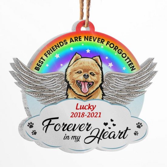Rainbow Forever In My Heart - Dog Memorial Gift - Personalized Custom Circle Acrylic Ornament