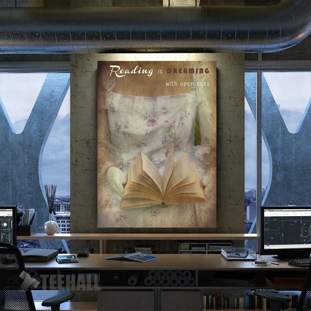 Reading Is Dreaming With Open Eyes Motivational Canvas Prints Wall Art Decor