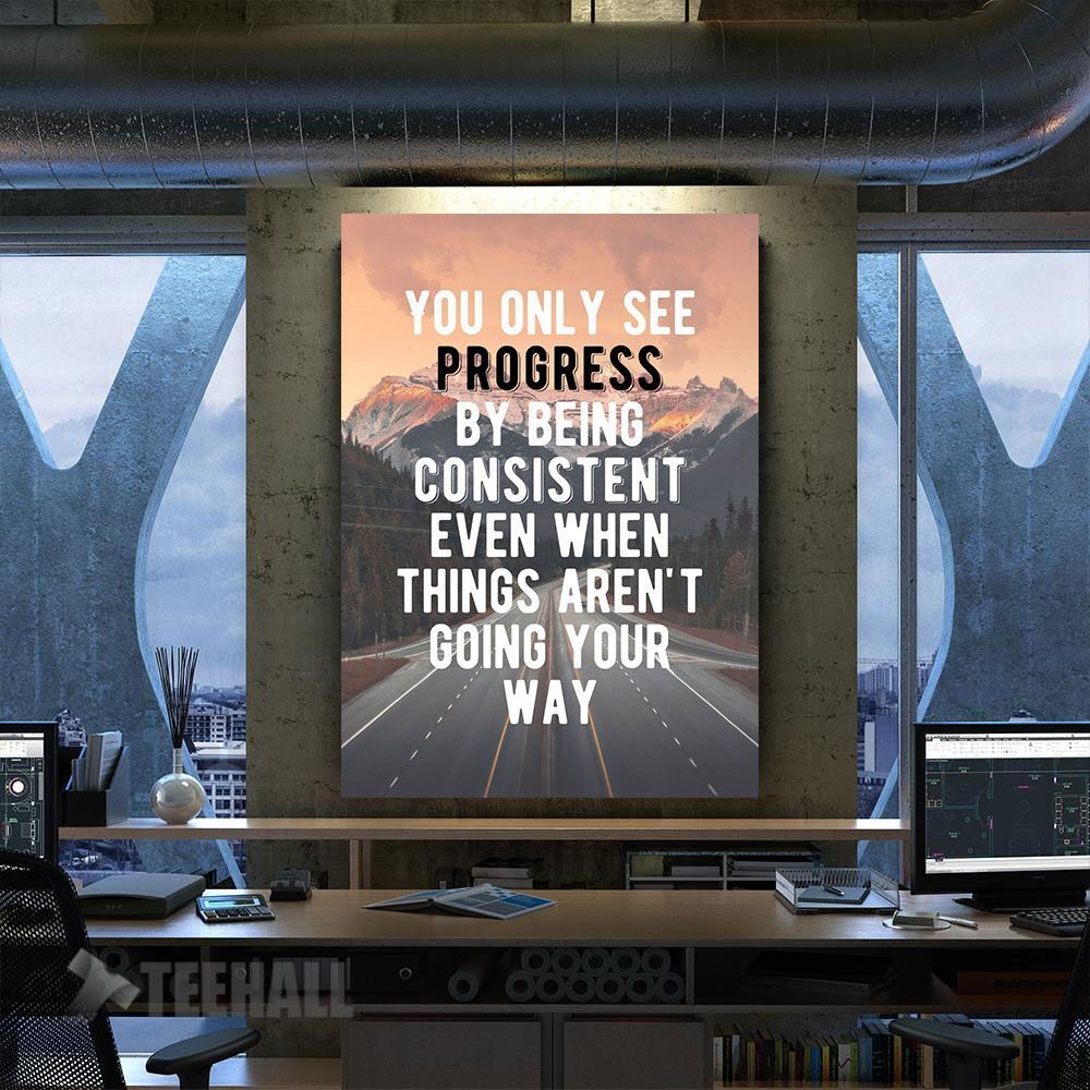 Real Progress Quote Motivational Canvas Prints Wall Art Decor