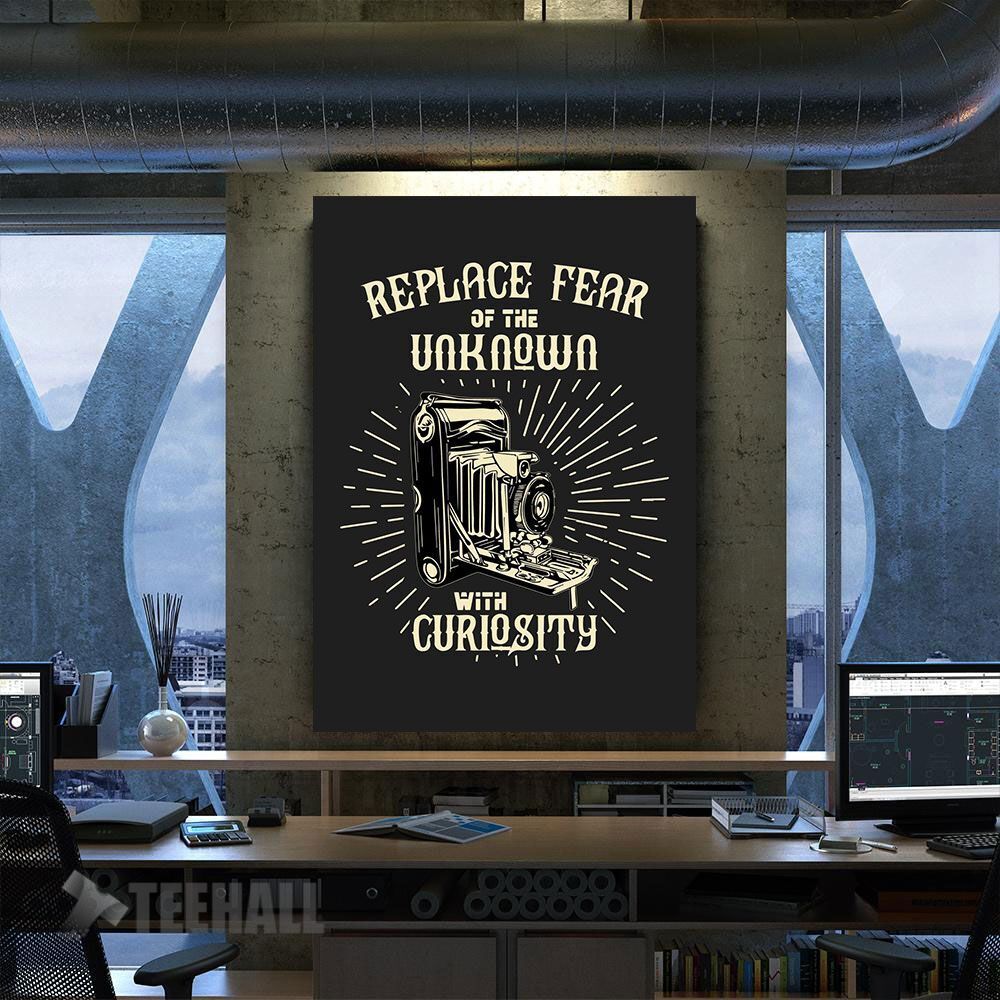 Replace Fear Curiosity Motivational Canvas Prints Wall Art Decor