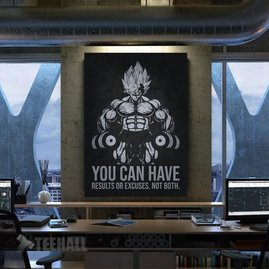 Results Vs Excuses Gym Motivational Canvas Prints Wall Art Decor