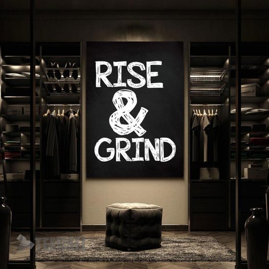 Rise And Grind Chalk Motivational Canvas Prints Wall Art Decor 2