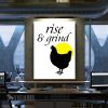 Rise And Grind Hen Motivational Canvas Prints Wall Art Decor
