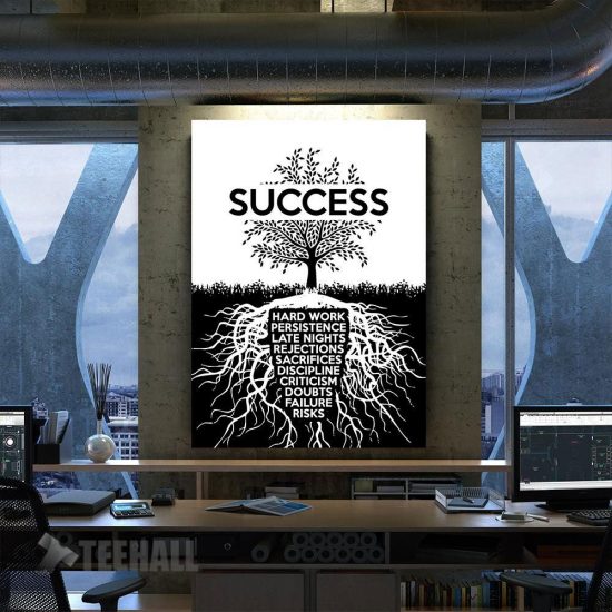 Roots Of Success Tree Motivational Canvas Prints Wall Art Decor