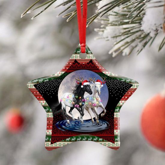Running Horses Christmas Ceramic Ornament 1