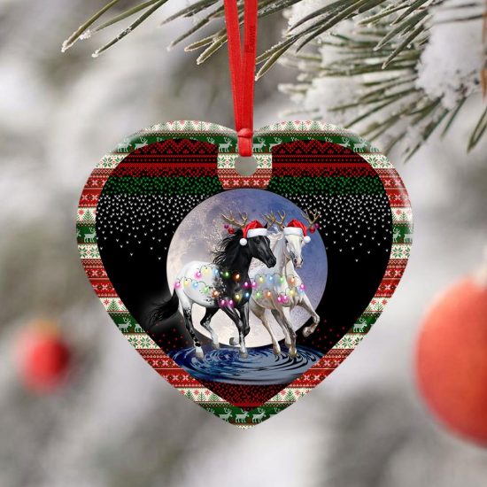 Running Horses Christmas Ceramic Ornament 2