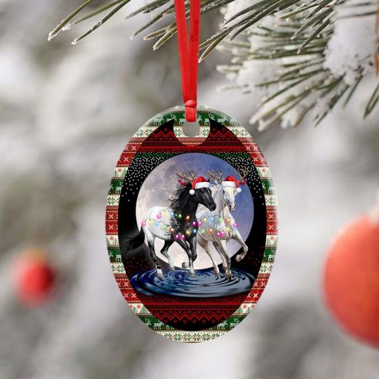 Running Horses Christmas Ceramic Ornament 3