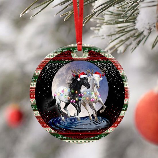 Running Horses Christmas Ceramic Ornament 4