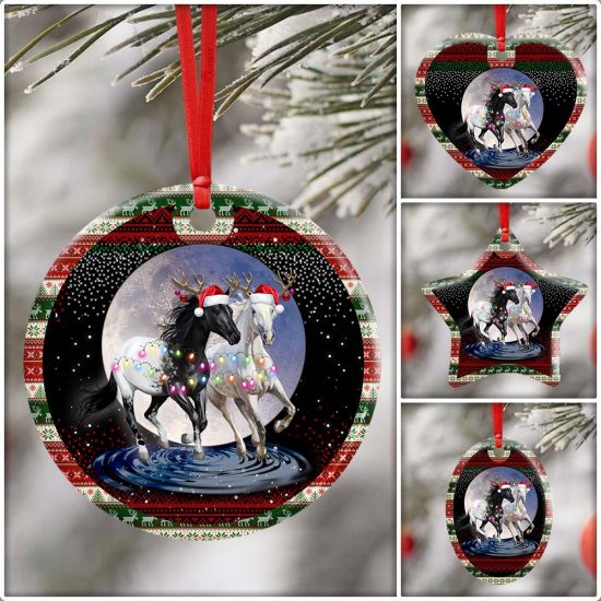 Running Horses Christmas Ceramic Ornament 6