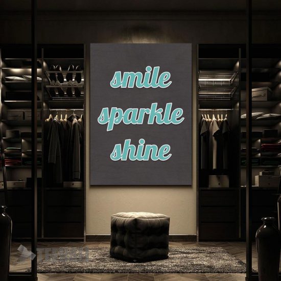 Smile Sparkle Shine Quote Motivational Canvas Prints Wall Art Decor 2