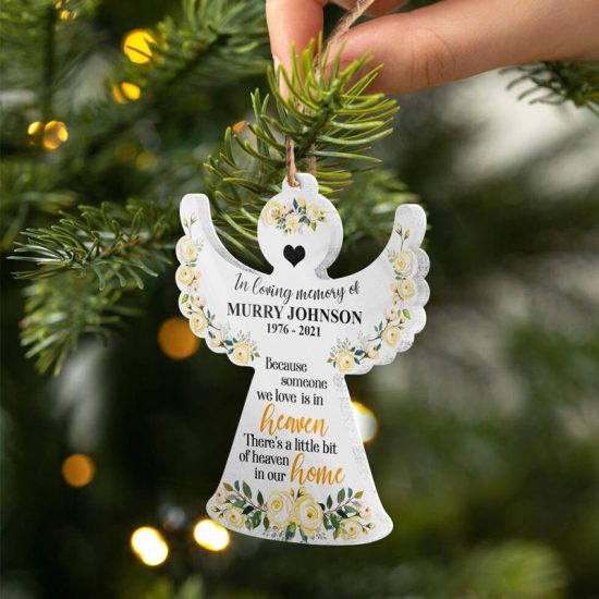 Someone We Love Is In Heaven Memorial Gift Personalized Custom Angel Acrylic Ornament 1