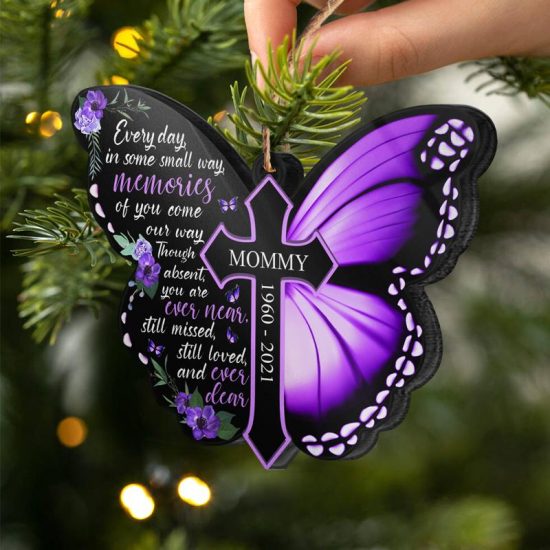 Still Missed Still Loved Memorial Gift Personalized Custom Butterfly Acrylic Ornament 1