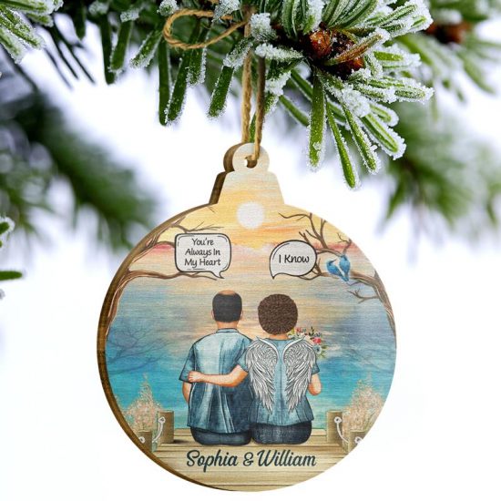 Still Talk About You Widow Middle Aged Couple Memorial Gift Personalized Custom Wooden Ornament 2