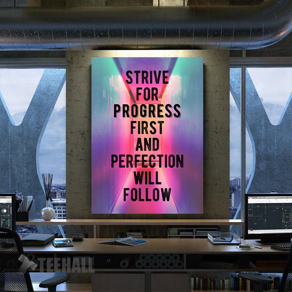 Strive For Progress Motivational Canvas Prints Wall Art Decor