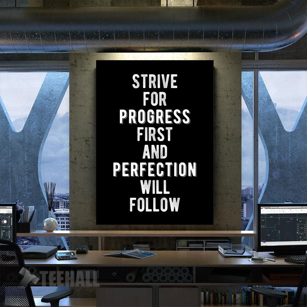 Strive For Progress Quote Motivational Canvas Prints Wall Art Decor