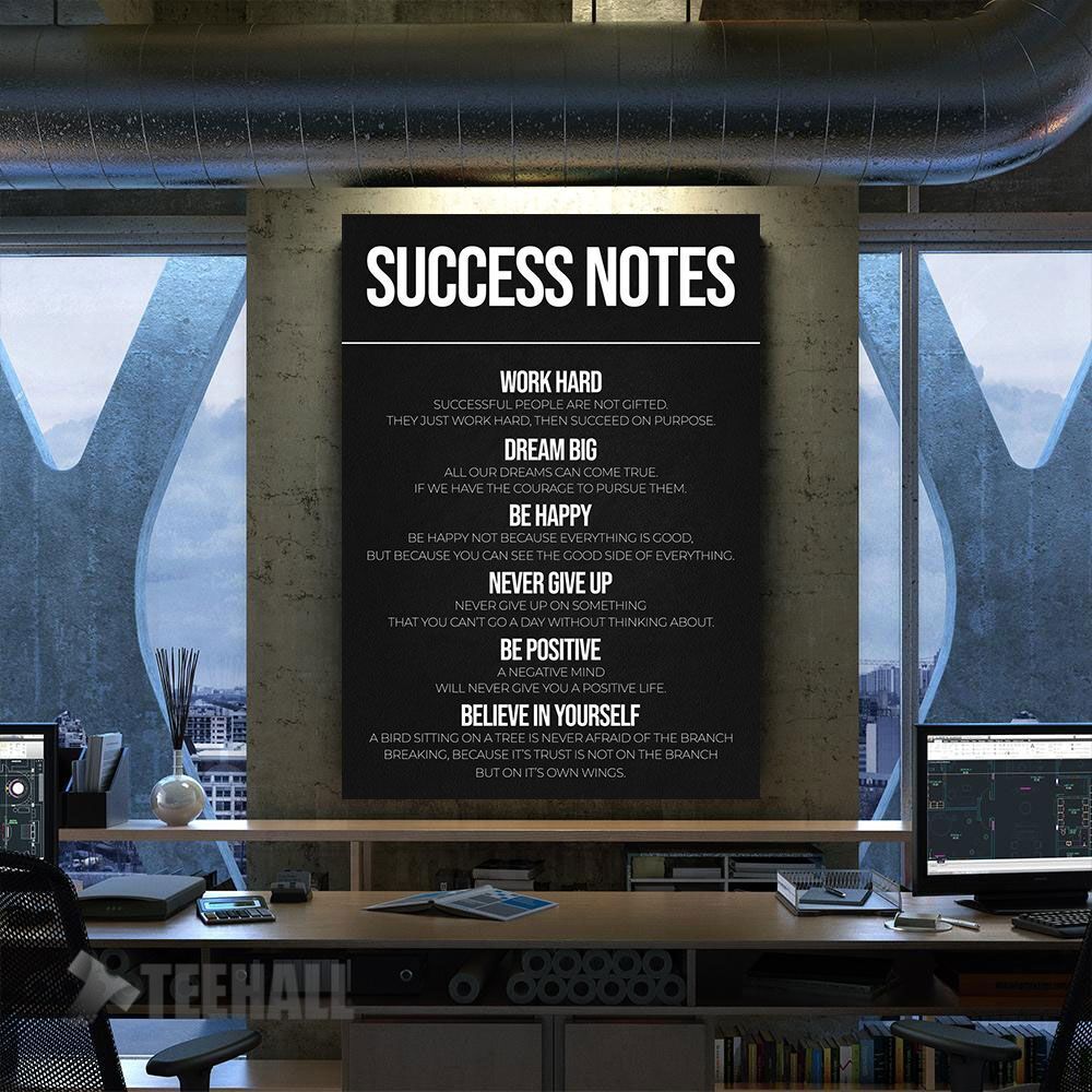 Success Notes Motivational Canvas Prints Wall Art Decor