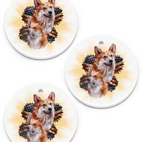 Sunflower Corgi Usa Dog Lover Gfits Ceramic Ornament 1